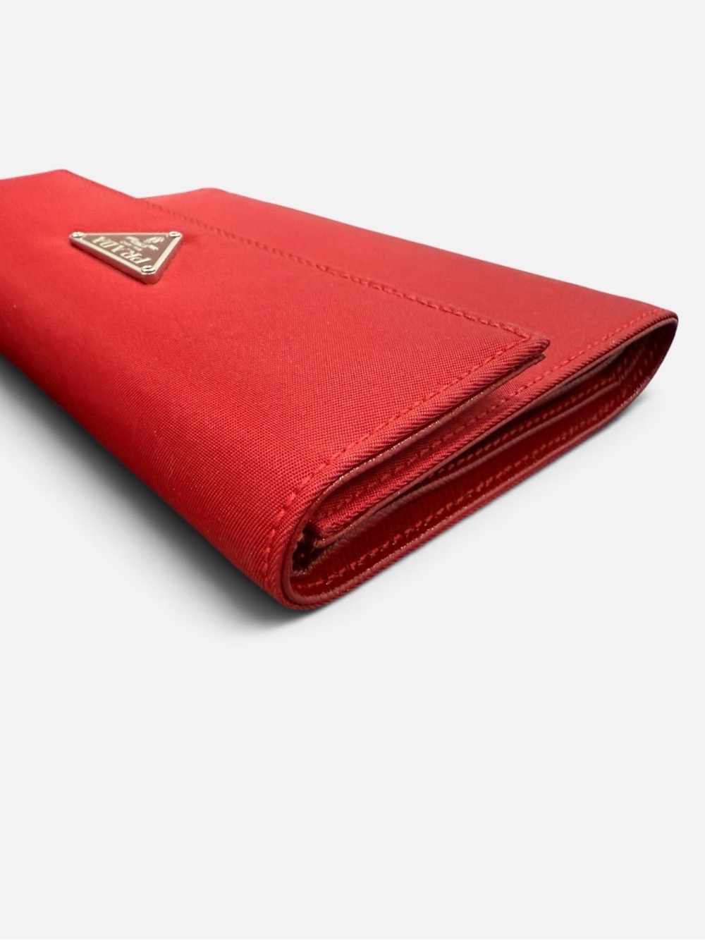 Authentic Prada Red Nylon & Saffiano Leather Continental Wallet with Box & Coa - Picture 11 of 15